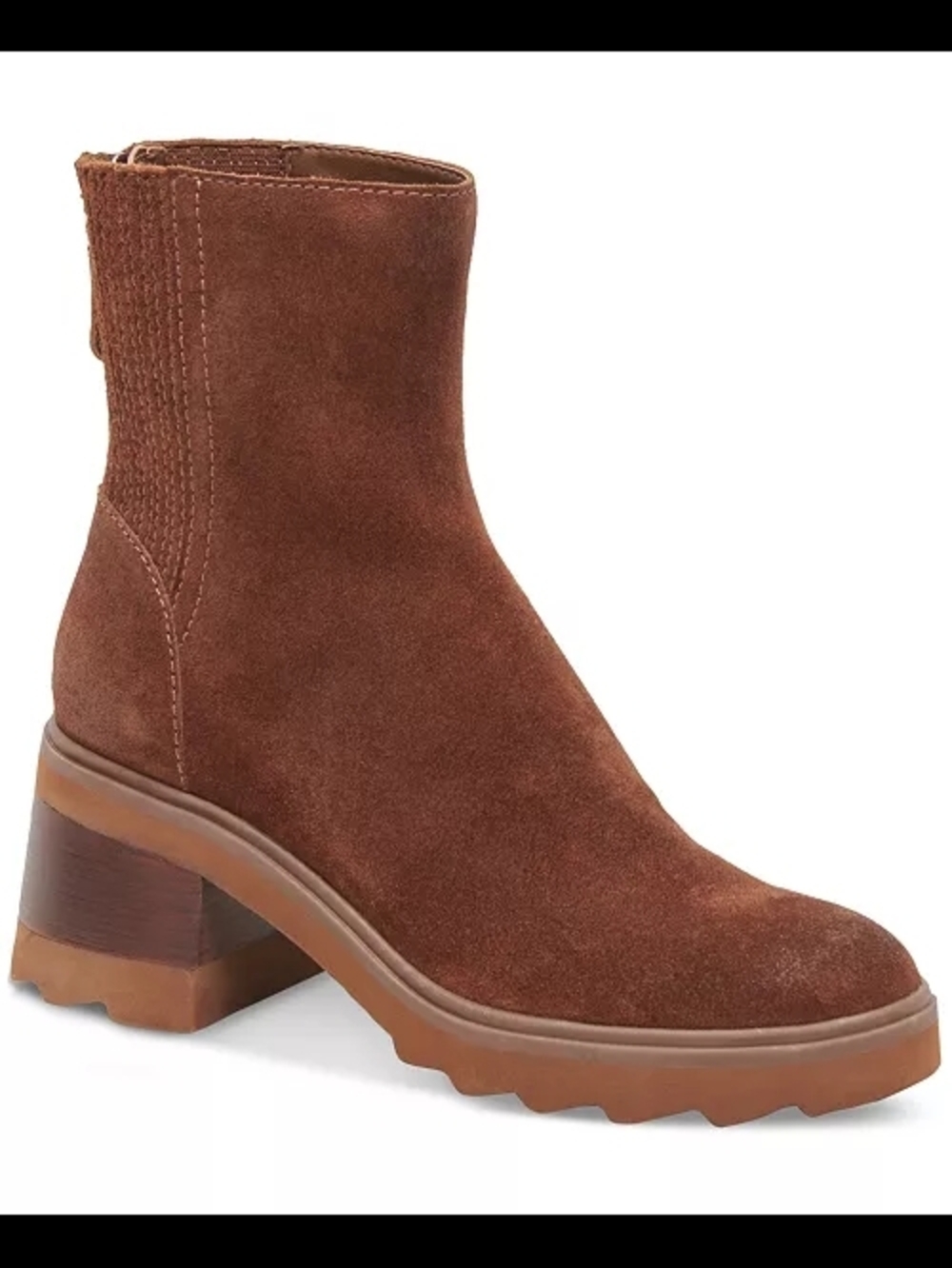 Dolce Vita Martey H20 Brown Suede Chunky Heel Ankle Booties